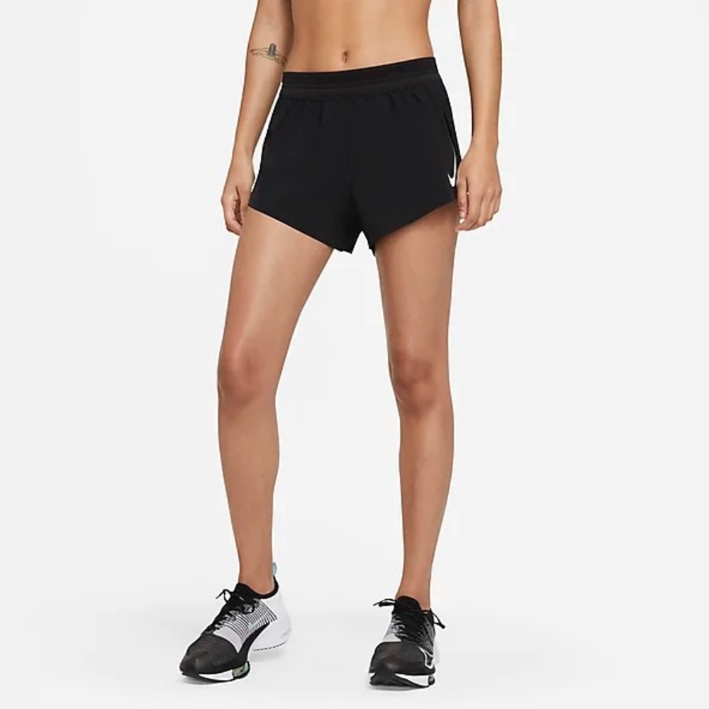 Nike Black Athletic Running Shorts with White Swoosh